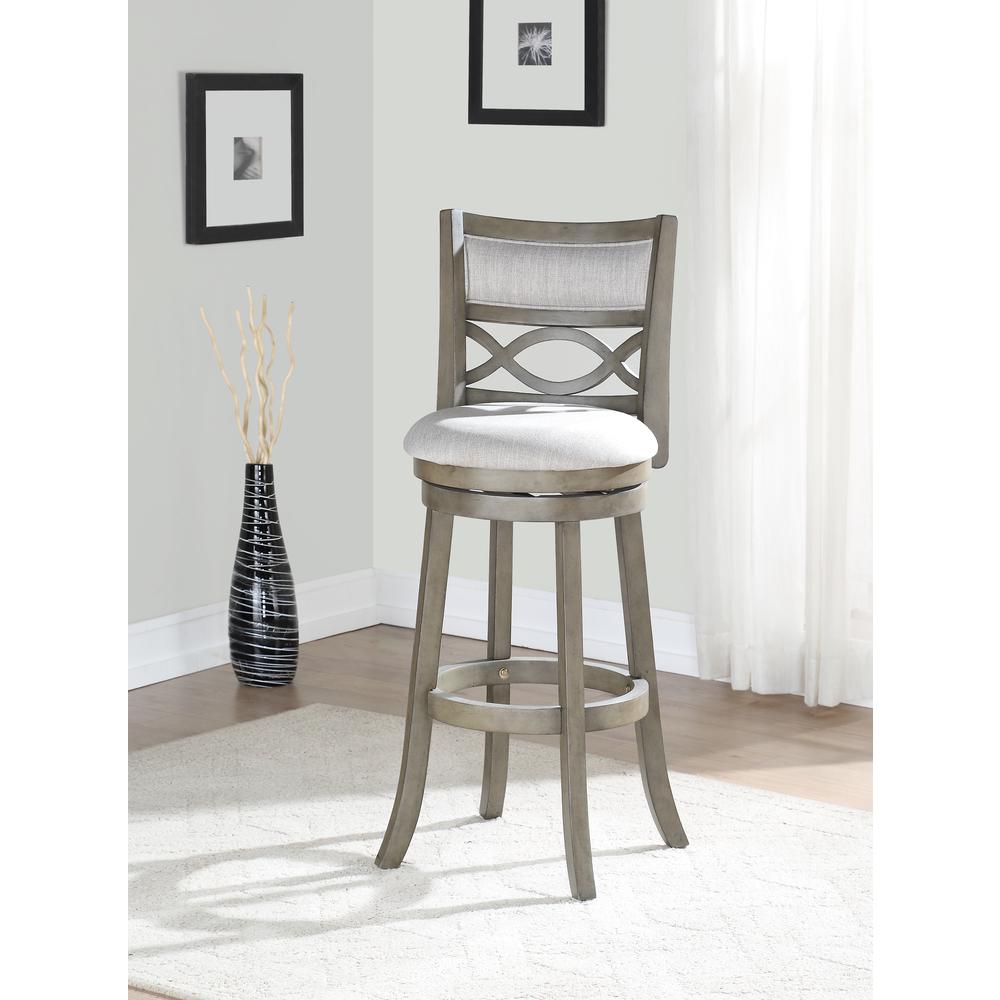 Manchester 29" Solid Wood Bar Stool with Fabric Seat in Ant Gray