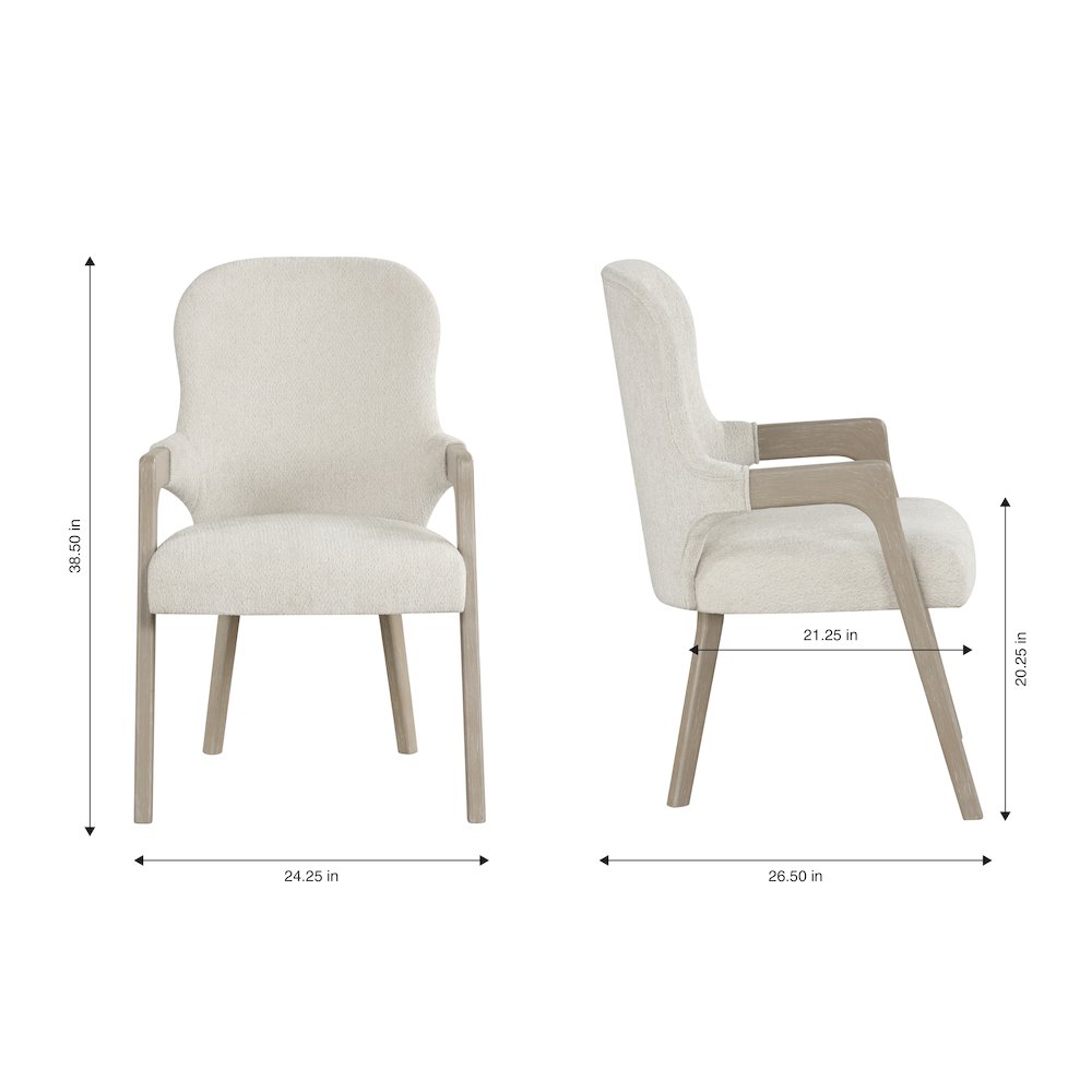 Gwendolyn 5-Pc Wood Round Dining Set w Arm Chairs in Taupe