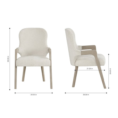 Gwendolyn 5-Pc Wood Round Dining Set w Arm Chairs in Taupe