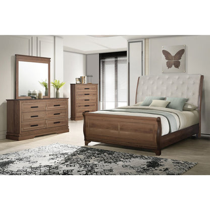 Coventry Hall 4Pc Wood King Bedroom Set, Chest in Pecan