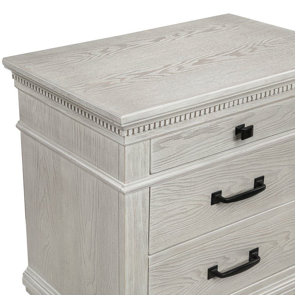 Silver Sands Wood 3-Drawer Nightstand in Gray