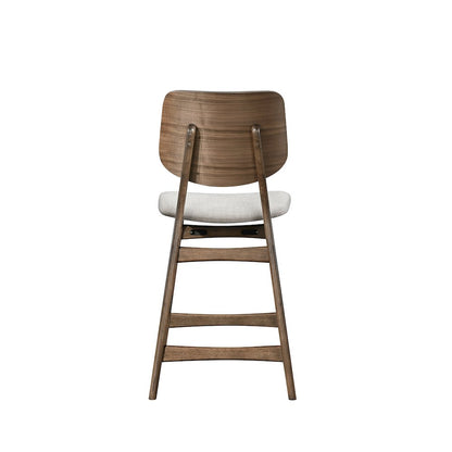 Oscar Wood Counter Chair in Walnut/Natural Beige (Set of 4)