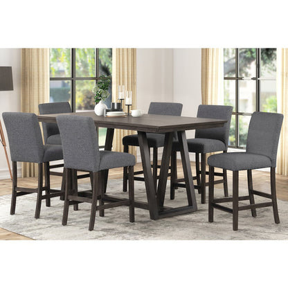 High Line 7-Piece Wood Rectangular Counter Table Set, Gray