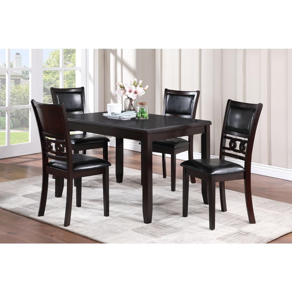 Gia 5-Piece 48" Wood Rectangular Dining Set with 4 Chairs in Ebony