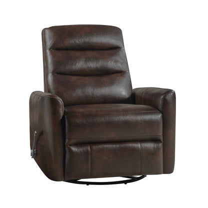 Takami Faux Leather Swivel Recliner, Brown