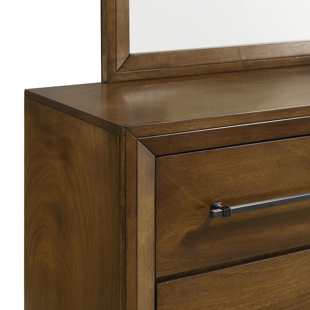 Ballard 2-Piece Wood Dresser Mirror Set in Walnut Brown