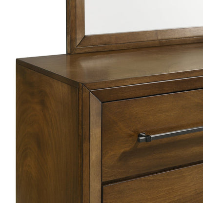 Ballard 2-Piece Wood Dresser Mirror Set in Walnut Brown