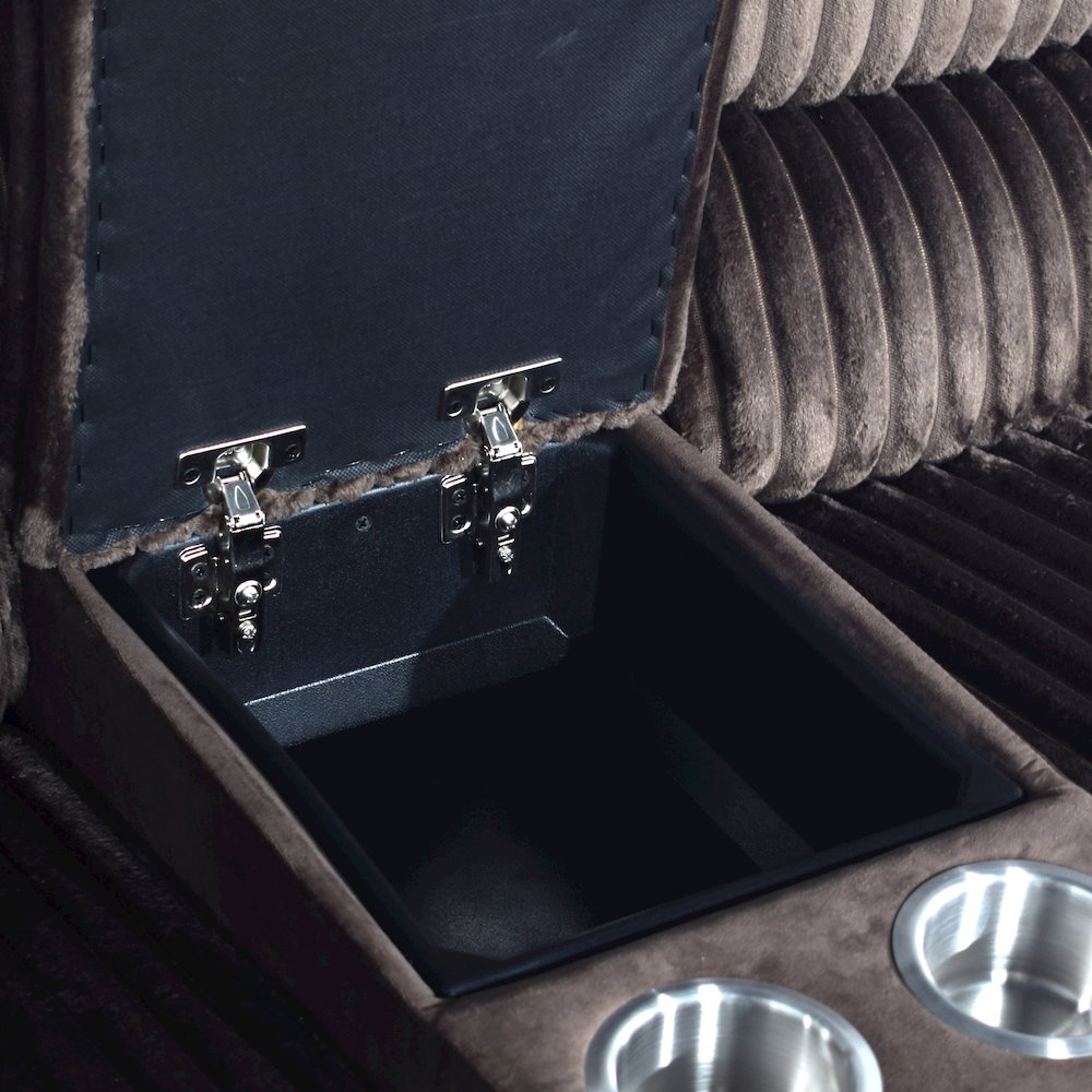 Willow Wood & Fabric Loveseat with Dual Recliner in Brown