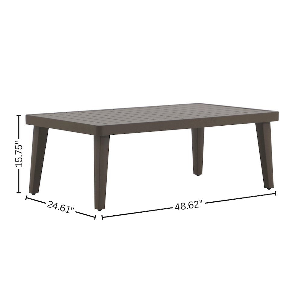 Brown Metal Outdoor Coffee Table, Rectangular Patio Coffee Table