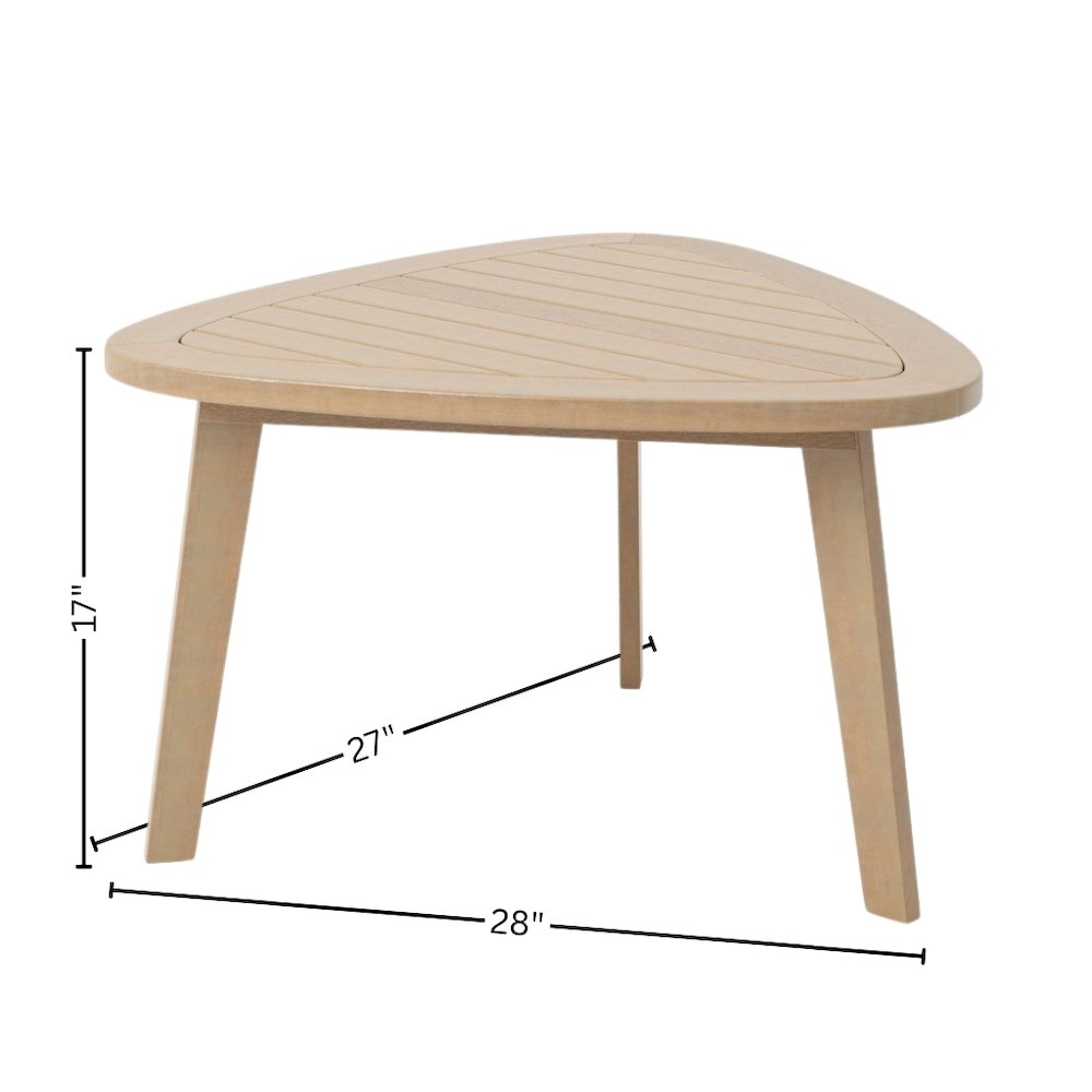 Solid Wood Patio End Table in Beige, Small Outdoor Table for Patios