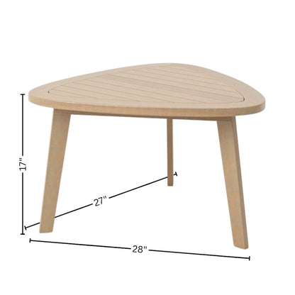 Solid Wood Patio End Table in Beige, Small Outdoor Table for Patios