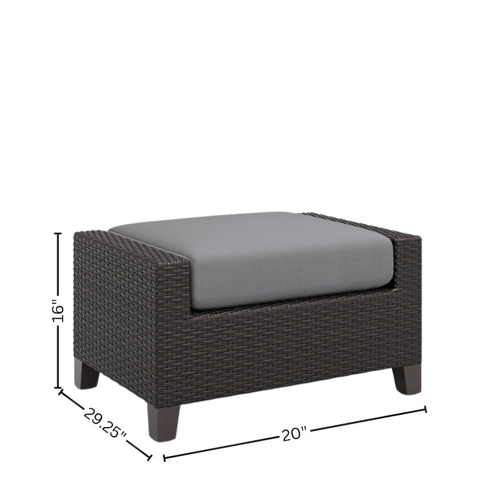 Outdoor Escape Outdoor Ottomans for Patio, Wicker Footstools, Set of 2