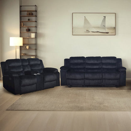 Willow 2-Piece Wood & Fabric Living Room Set in Black