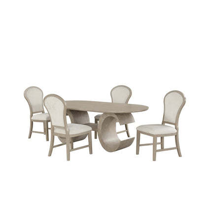 Gwendolyn 5-Pc Wood Oval Dining Set with 4-Chair in Taupe