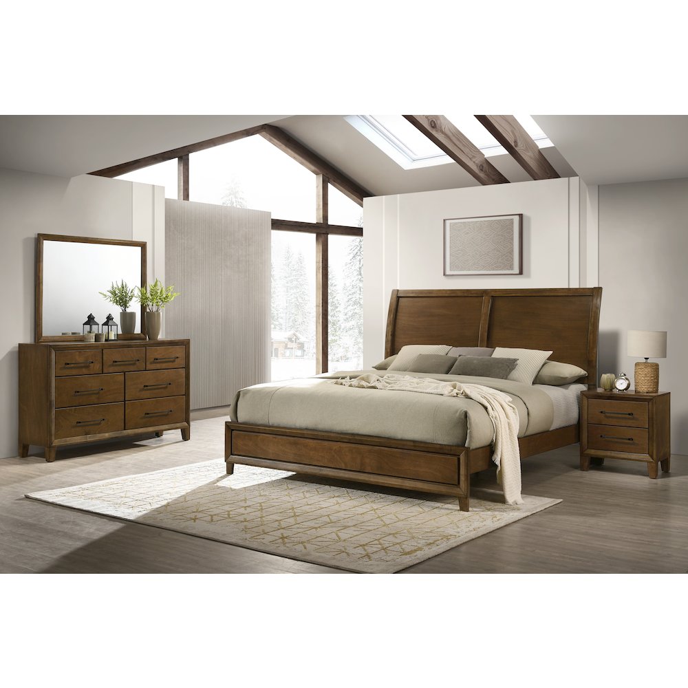 Ballard 4-Piece Wood King Bedroom Set in Walnut