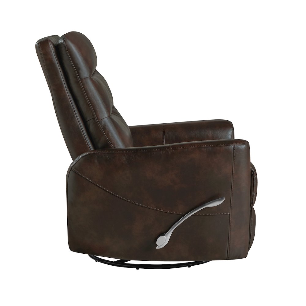 Takami Faux Leather Swivel Recliner, Brown
