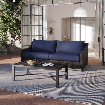 Skye 2 Pc Sofa And Slat Top Coffee Table Set-Blue