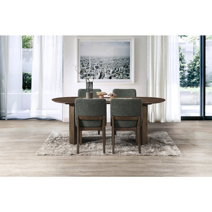 Kody 5-Piece Wood Oval Dining Table Set in Walnut/Green