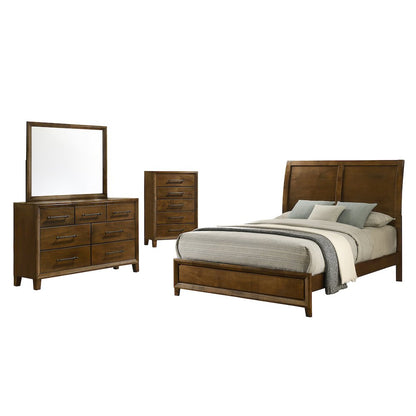 Ballard 4-Piece Wood Queen Bedroom Set w Chest in Walnut