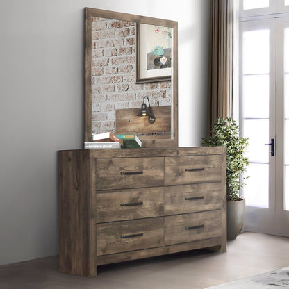 Misty Lodge 2-Piece Wood Dresser and Mirror Set, Greige
