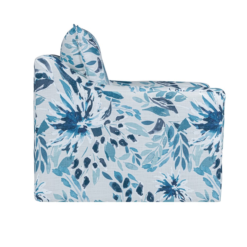 Sylvie Fabric Swivel Chair in Blue and White (Set of 2)