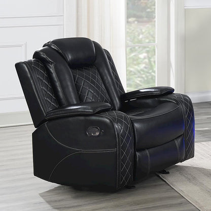 Orion II Faux Leather Glider Recliner, Black