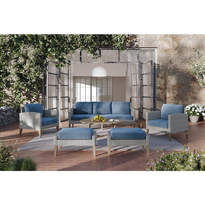 Carezza 6-Piece Wood Patio Conversation Set, Blue