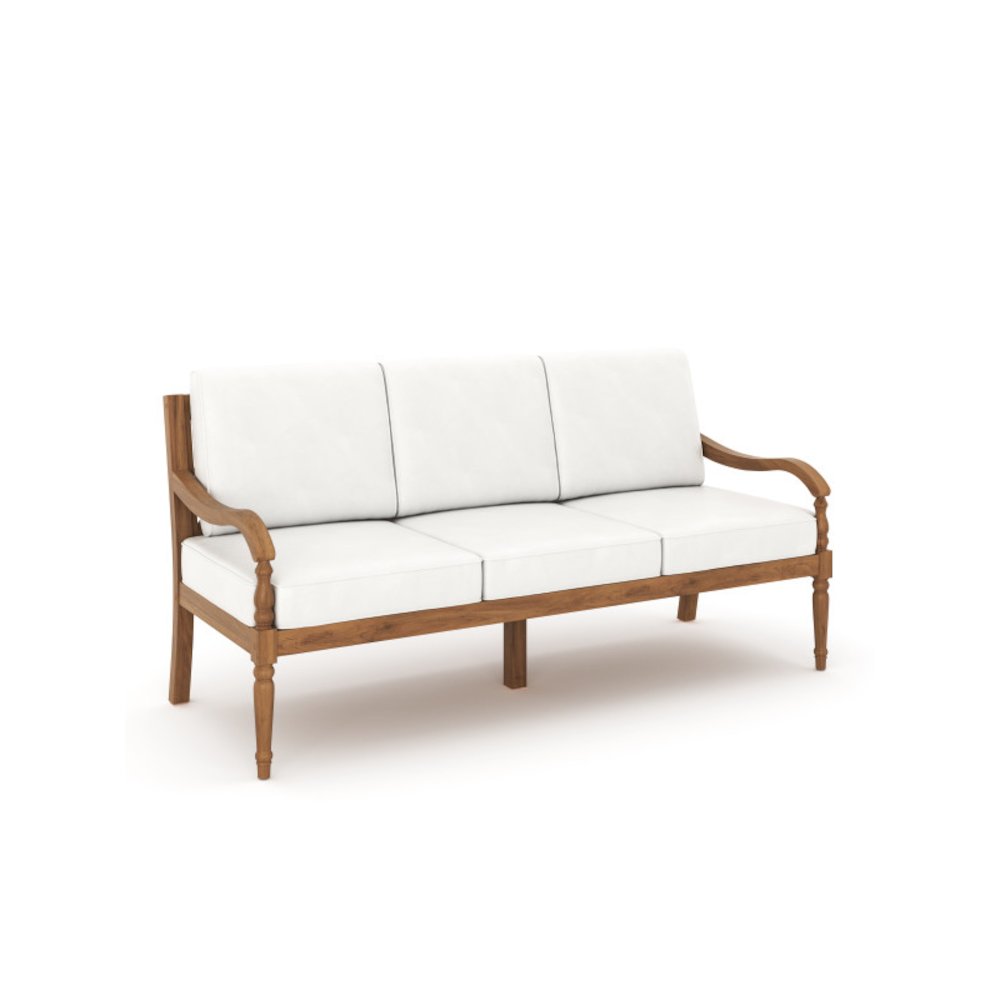 Savannah 3-piece Wood Patio Conversation Set in Natural/White