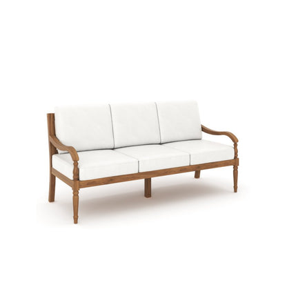 Savannah 3-piece Wood Patio Conversation Set in Natural/White