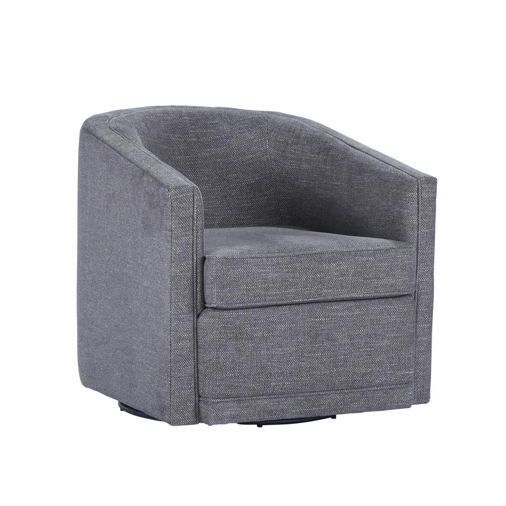 Poppy Dark Gray Polyester Fabric Accent Swivel Arm Chair