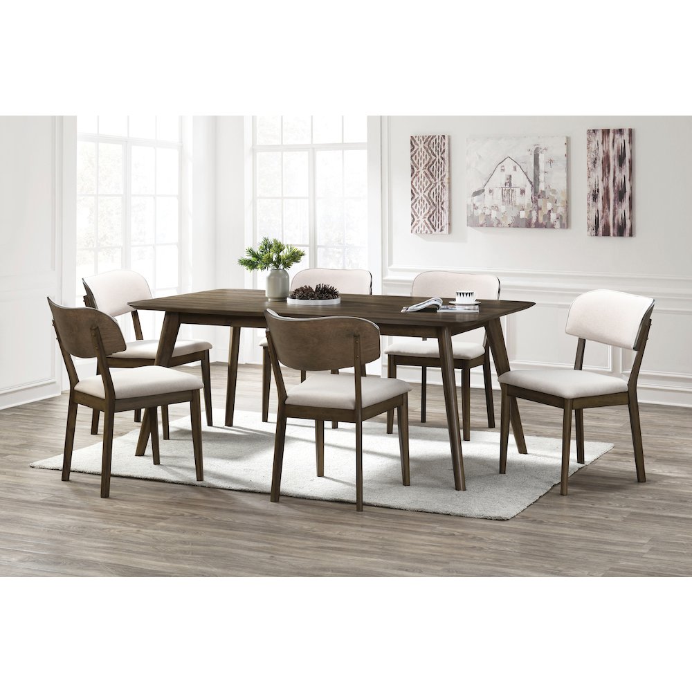 Rex 7-Piece Wood Rectangle Dining Set, Walnut