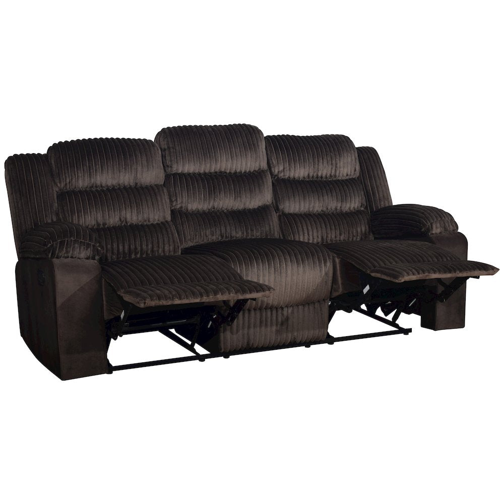 Willow Wood & Fabric Sofa with Dual Recliner in Brown