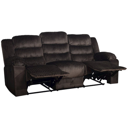 Willow Wood & Fabric Sofa with Dual Recliner in Brown