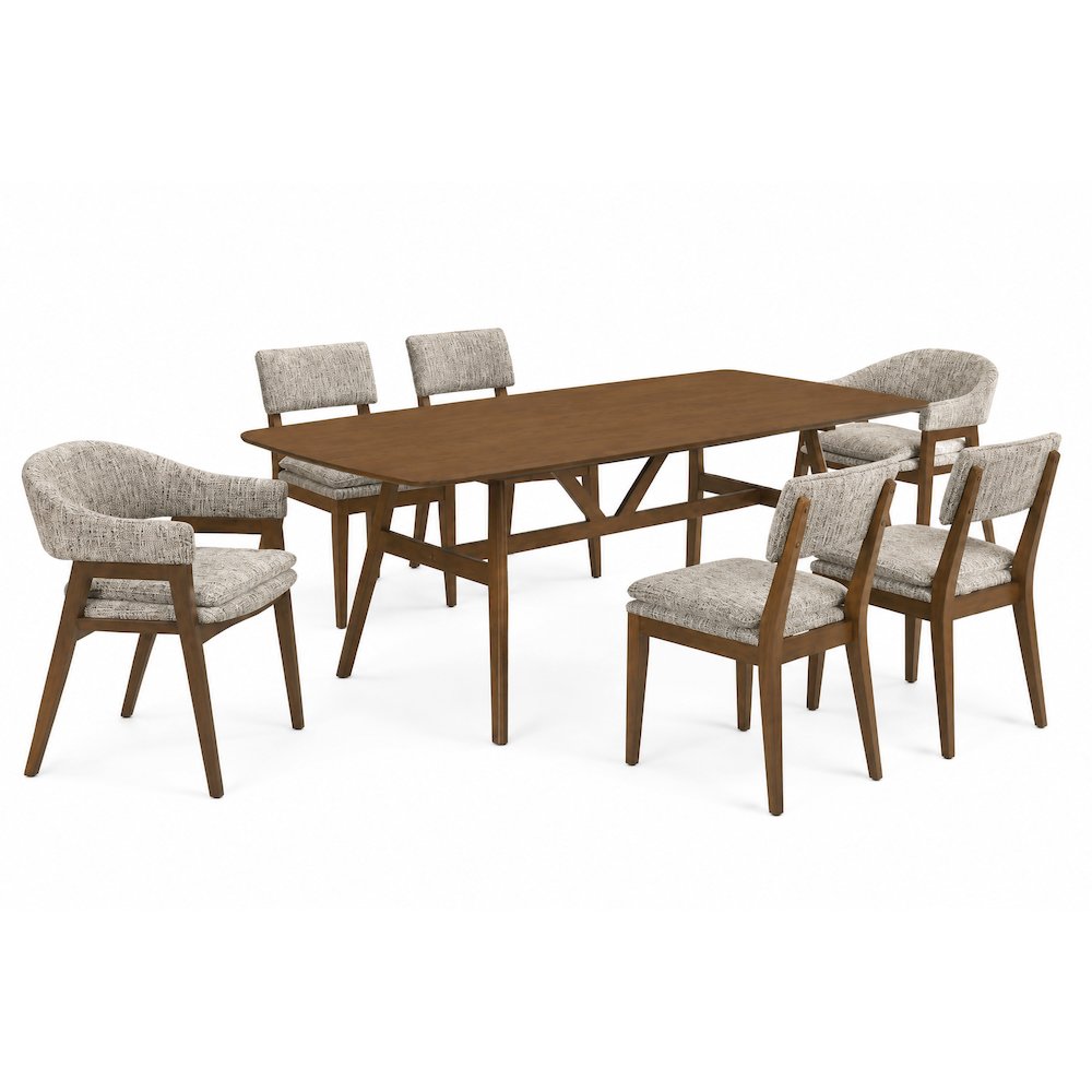 Miller 7-Piece Wood Rectangular Dining Set in Walnut
