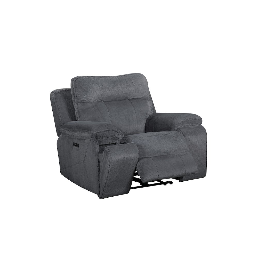 Teddy Fabric Recliner with Power Headrest and Footrest in Gray