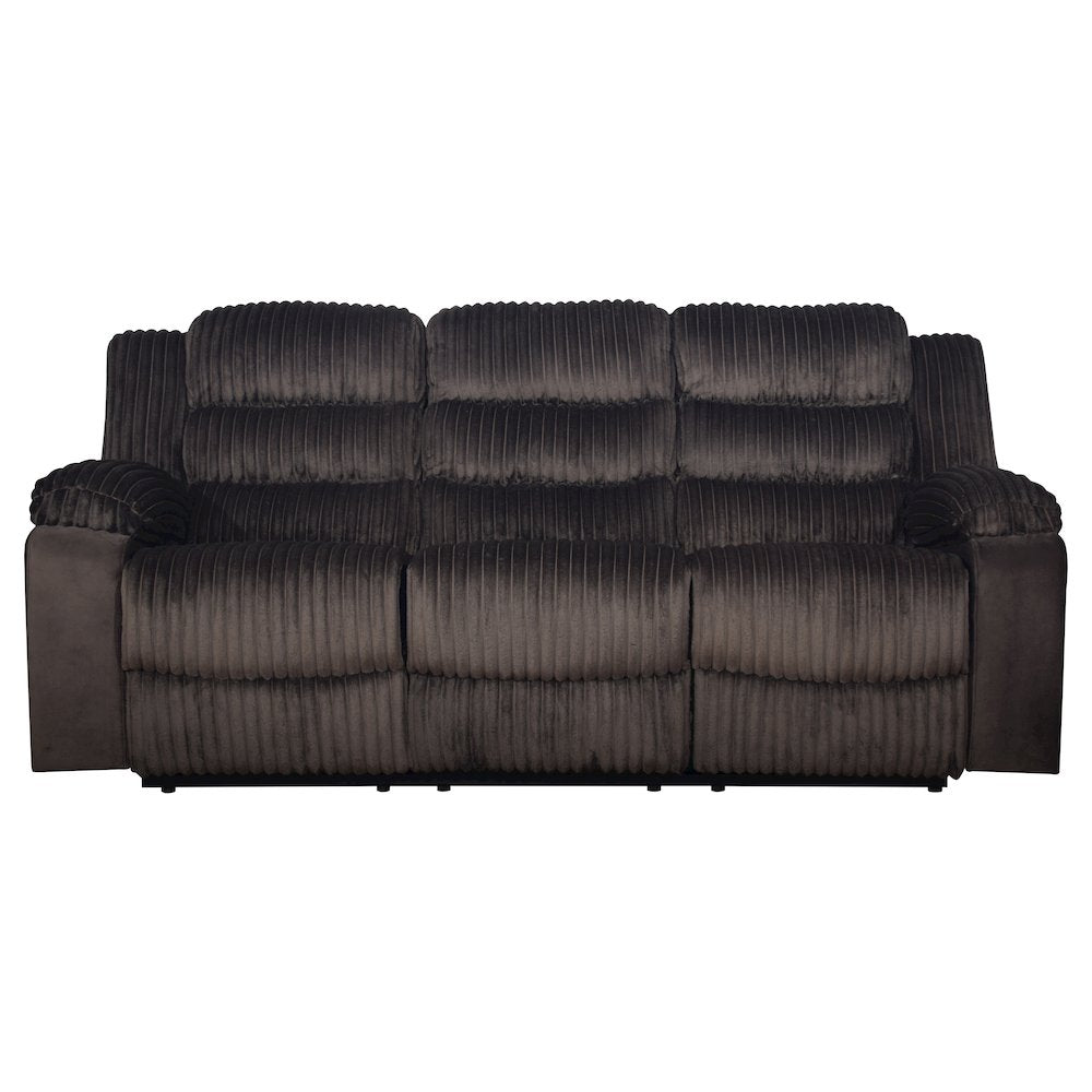 Willow Wood & Fabric Sofa with Dual Recliner in Brown