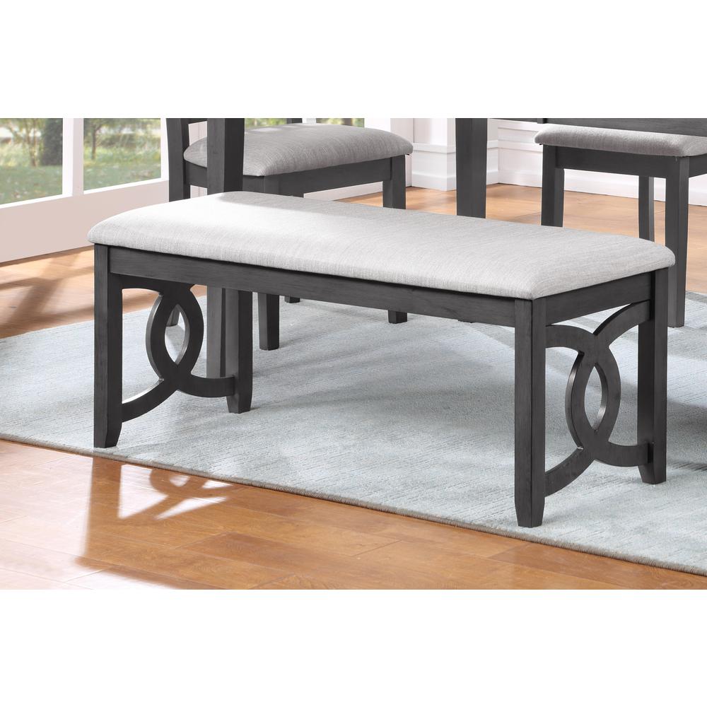 Furniture Gia 46" Solid Wood and Polyester Bench in Gray