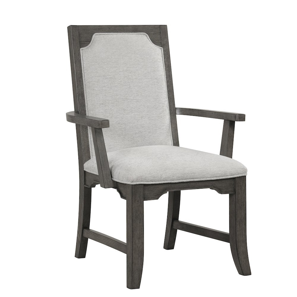 New Classic Furniture Lisbon Wood Dining Arm Chair in Gray (Set of 2)