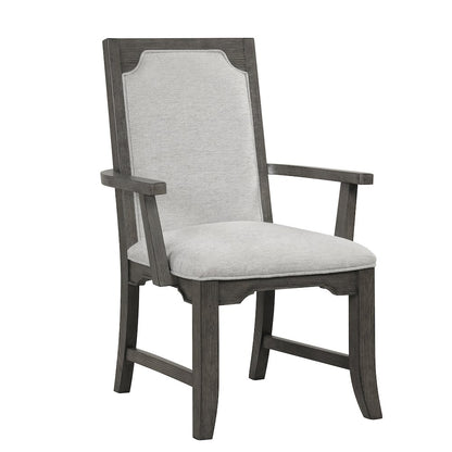 New Classic Furniture Lisbon Wood Dining Arm Chair in Gray (Set of 2)