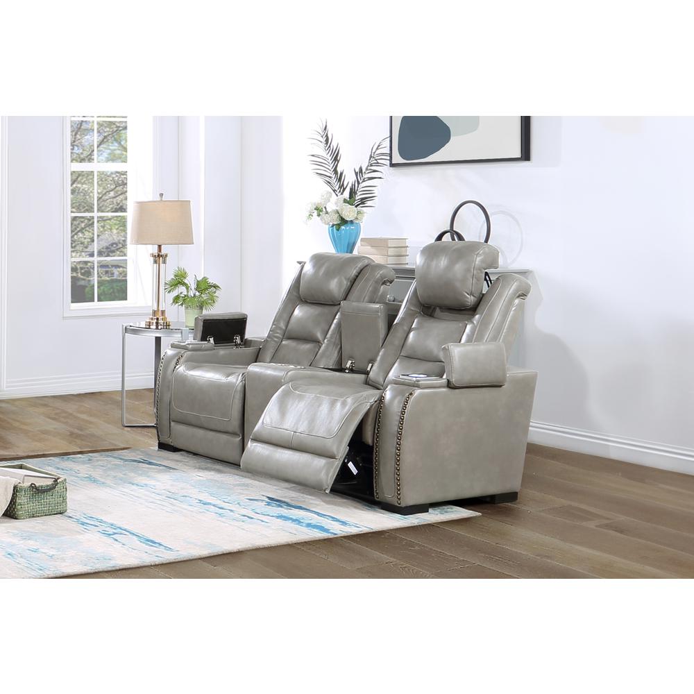 Breckenridge Console Loveseat W/ Pwr Fr & Hr-Lt Gray
