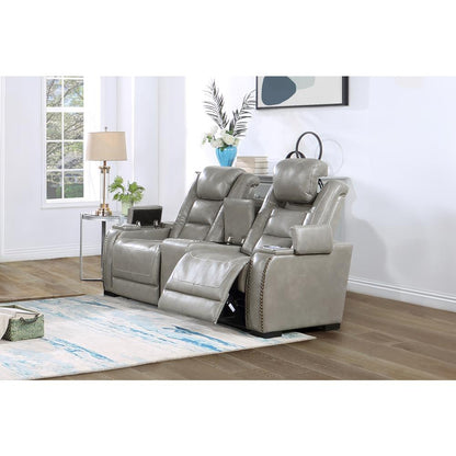 Breckenridge Console Loveseat W/ Pwr Fr & Hr-Lt Gray