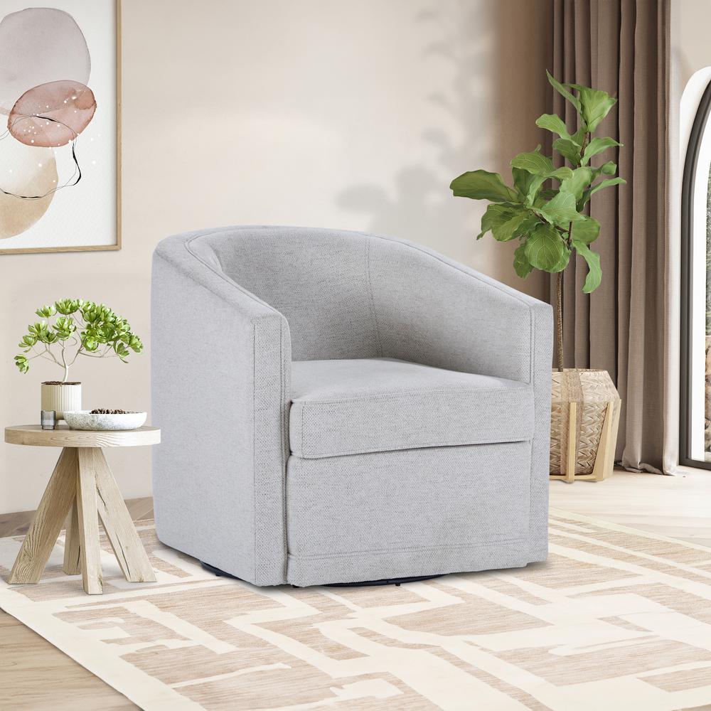 Poppy Light Gray Polyester Fabric Accent Swivel Arm Chair