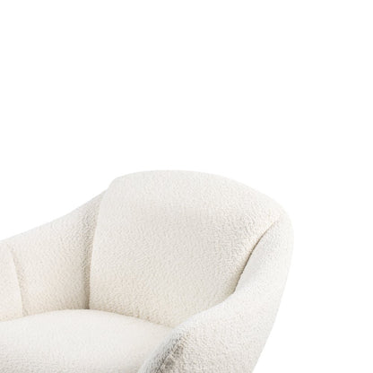 Fleming Metal and Fabric Swivel Lounge Chair in Ivory