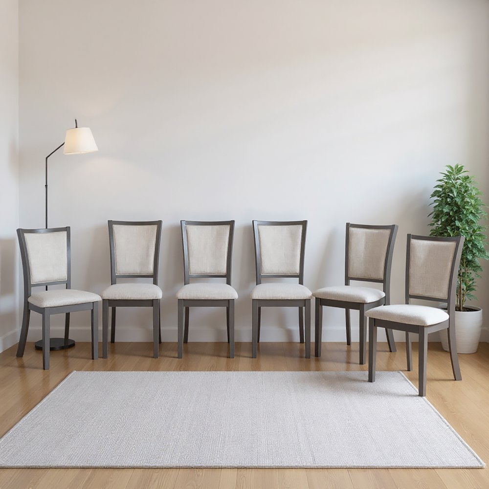 Amy Wood Dining Chair in Gray (Set of 6)