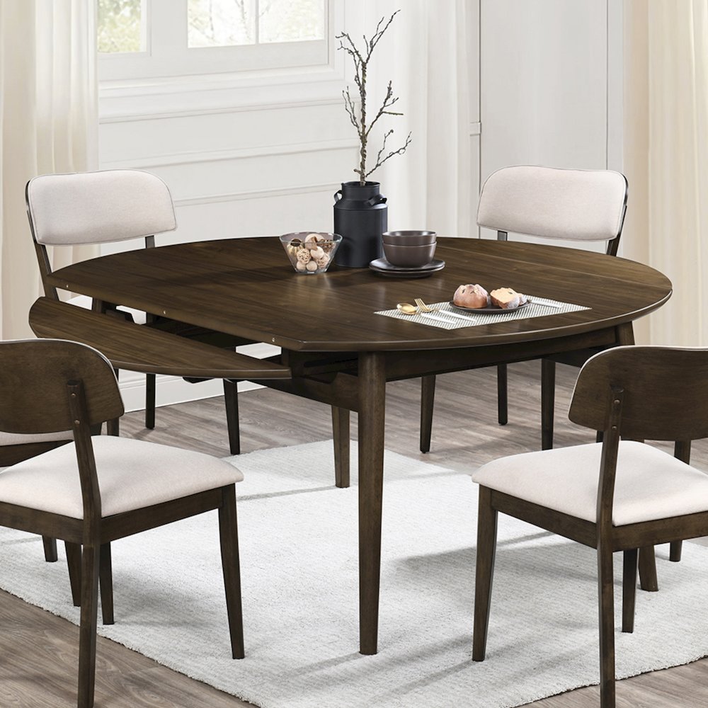 Rex Wood Dining Table with Self-Storing Leaves, Walnut