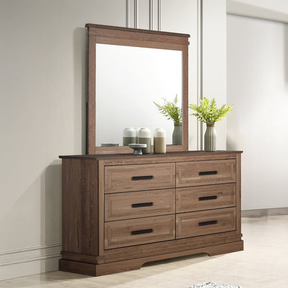 Coventry Hall 2-Piece Wood Dresser and Mirror Set in Pecan