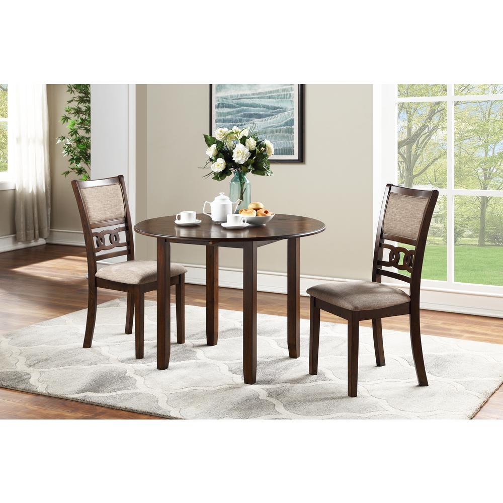 Gia 3-Piece 42" Wood Round Dining Set with 2 Chairs in Cherry