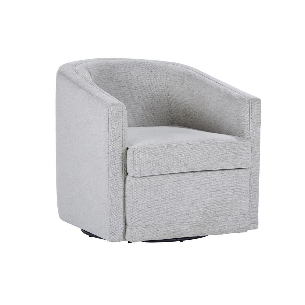 Poppy Light Gray Polyester Fabric Accent Swivel Arm Chair