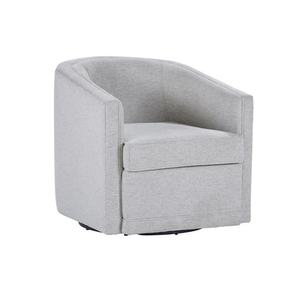 Poppy Light Gray Polyester Fabric Accent Swivel Arm Chair