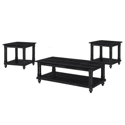 Cade 3-Piece Wood Occasional Table Set in Black